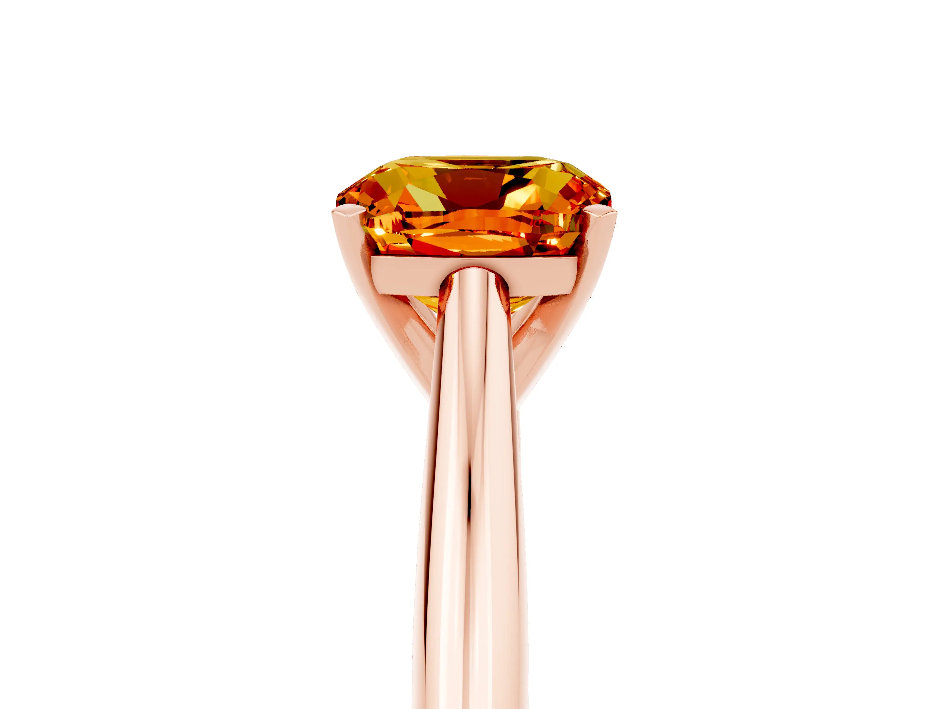 Rose gold Cushion Cut Citrine Solitaire Engagement Ring with Cathedral Setting and Four-Prong Mount_17
