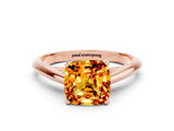 Rose gold Cushion Cut Citrine Solitaire Engagement Ring with Cathedral Setting and Four-Prong Mount_24