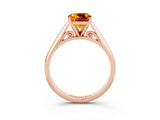 Rose gold Cushion Cut Citrine Solitaire Engagement Ring with Cathedral Setting and Four-Prong Mount_27