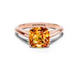 Rose gold Cushion Cut Citrine Solitaire Engagement Ring with Cathedral Setting and Four-Prong Mount_66