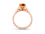 Rose gold Cushion Cut Citrine Solitaire Engagement Ring with Cathedral Setting and Four-Prong Mount_69