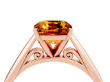 Rose gold Cushion Cut Citrine Solitaire Engagement Ring with Cathedral Setting and Four-Prong Mount_70