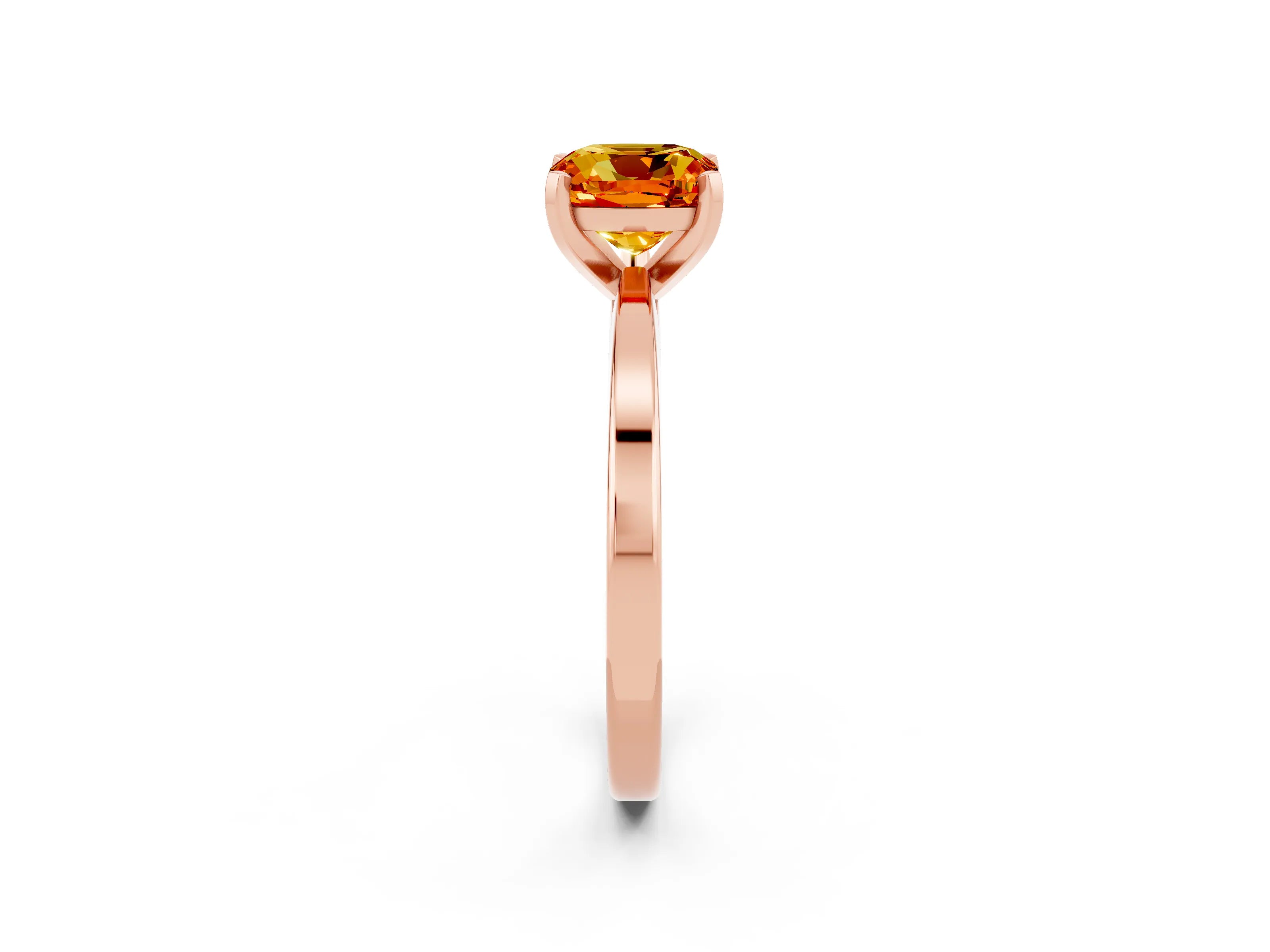 Rose gold Cushion Cut Citrine Solitaire Engagement Ring with Classic Band and Four-Prong Setting_26