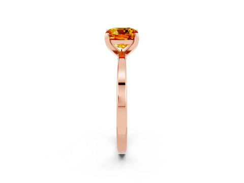 Rose gold Cushion Cut Citrine Solitaire Engagement Ring with Classic Band and Four-Prong Setting_26