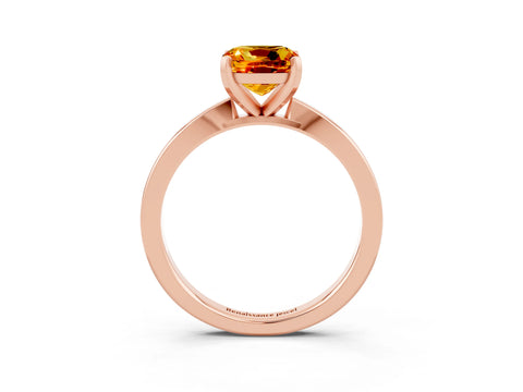 Rose gold Cushion Cut Citrine Solitaire Engagement Ring with Classic Band and Four-Prong Setting_27