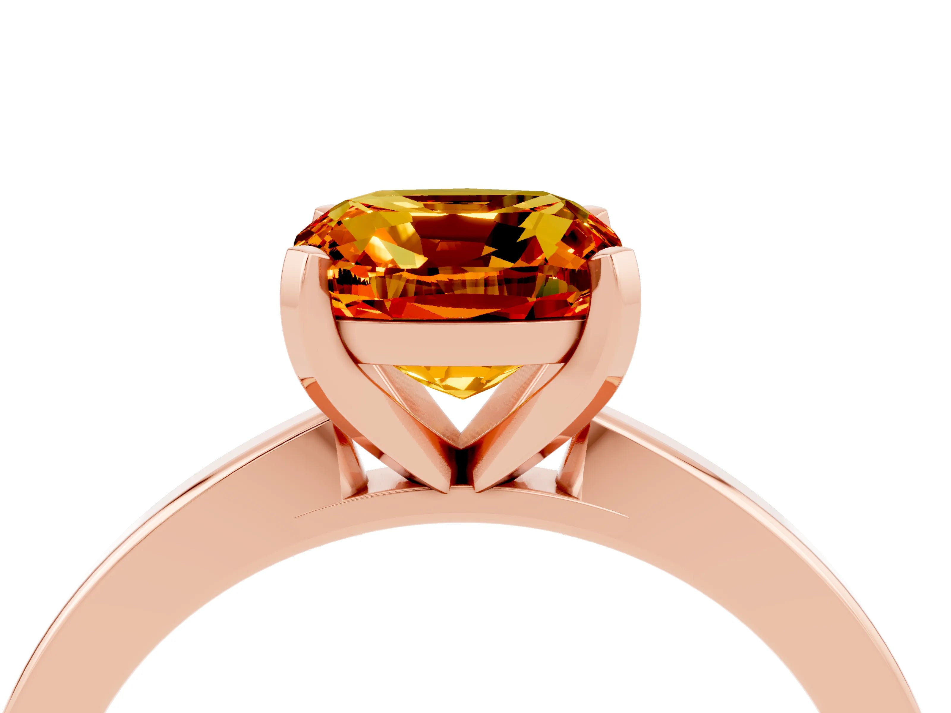 Rose gold Cushion Cut Citrine Solitaire Engagement Ring with Classic Band and Four-Prong Setting_28