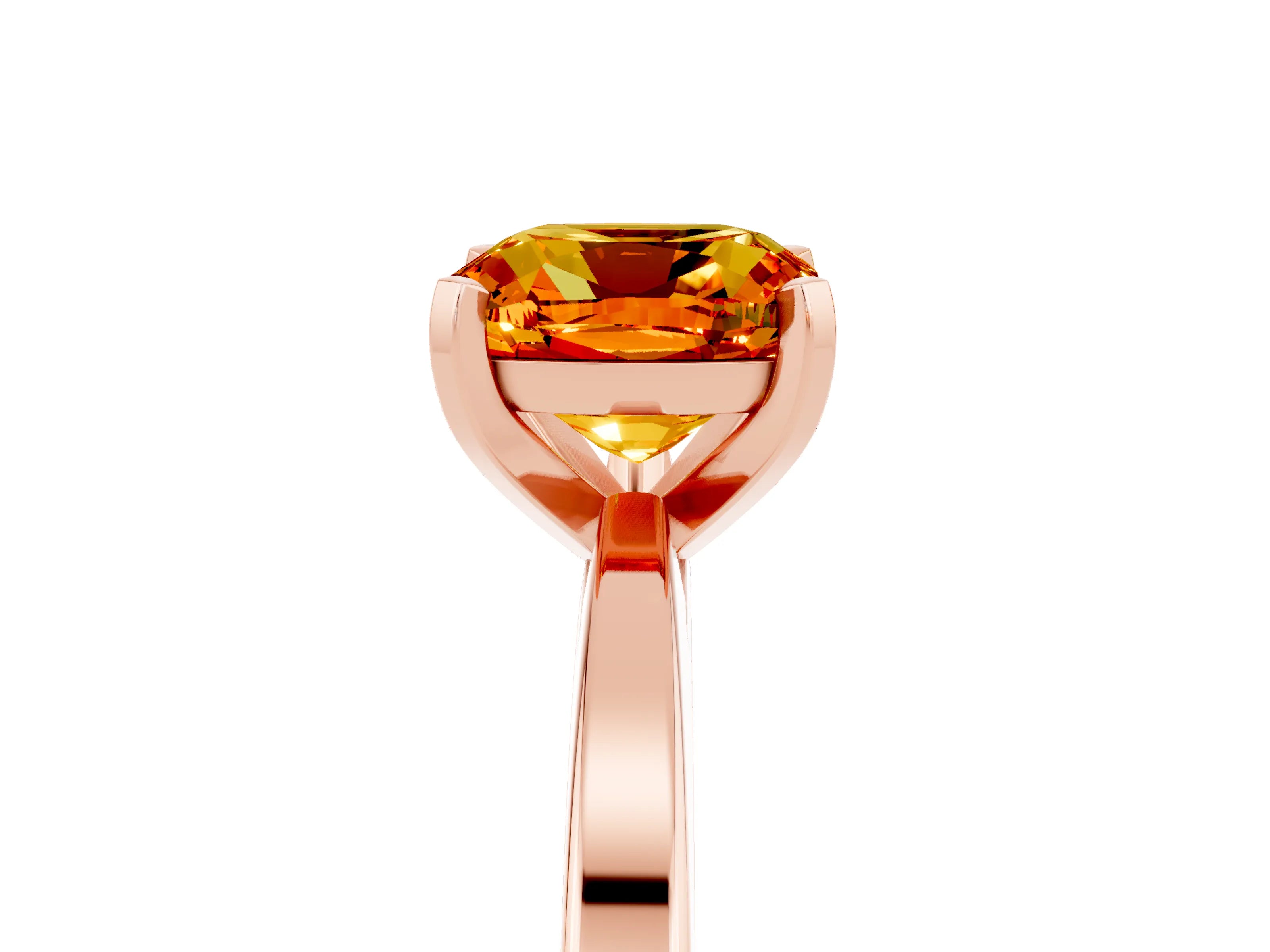 Rose gold Cushion Cut Citrine Solitaire Engagement Ring with Classic Band and Four-Prong Setting_29