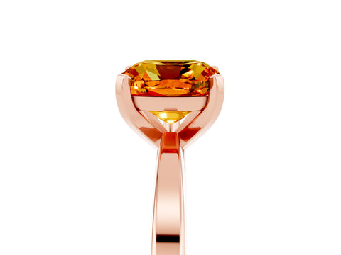 Rose gold Cushion Cut Citrine Solitaire Engagement Ring with Classic Band and Four-Prong Setting_29