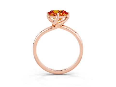 Rose gold Cushion Cut Citrine Solitaire Engagement Ring with Four-Prong Setting and Classic Band_15