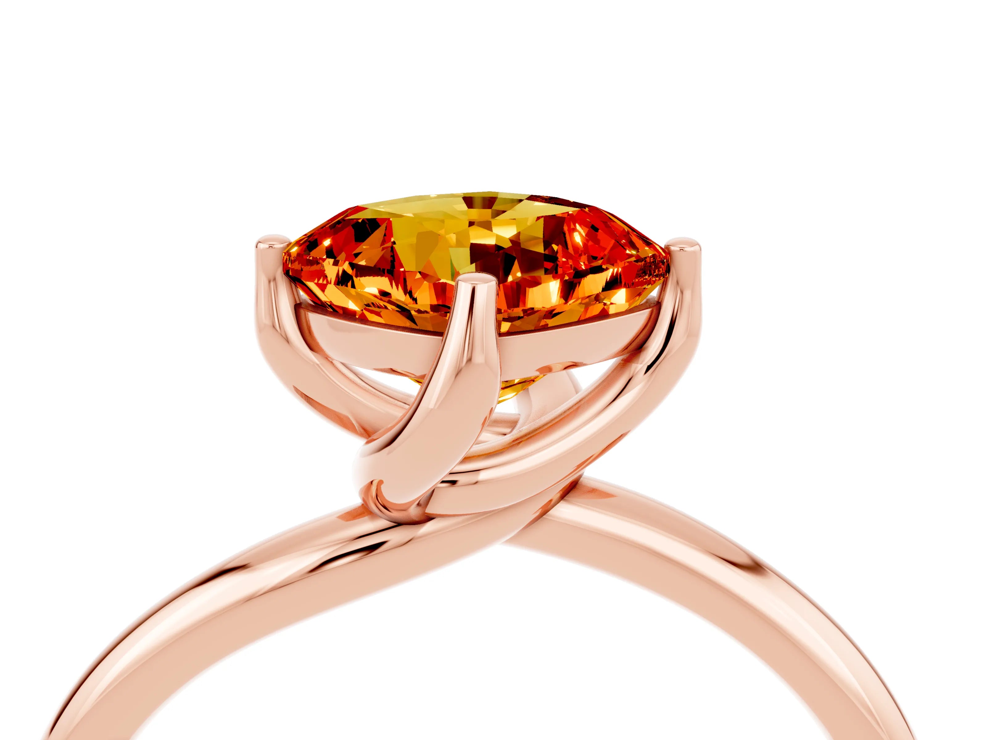 Rose gold Cushion Cut Citrine Solitaire Engagement Ring with Four-Prong Setting and Classic Band_16