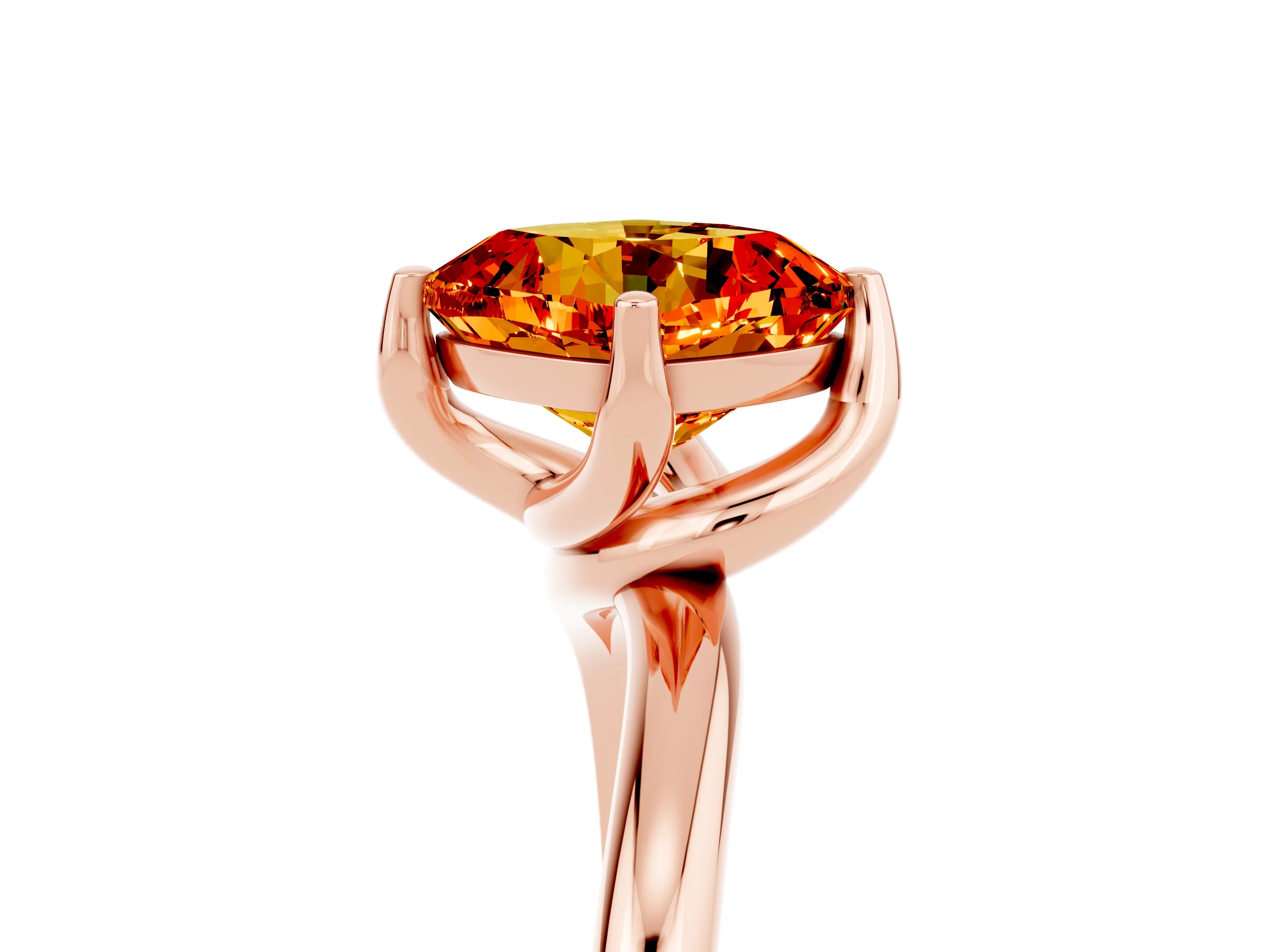 Rose gold Cushion Cut Citrine Solitaire Engagement Ring with Four-Prong Setting and Classic Band_17