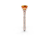 Rose gold Cushion Cut Citrine Solitaire Engagement Ring with Pavé Band and Four-Prong Setting_2