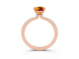 Rose gold Cushion Cut Citrine Solitaire Engagement Ring with Pavé Band and Four-Prong Setting_3