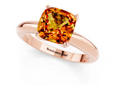 Rose gold Cushion Cut Citrine Solitaire Engagement Ring with Round Band and Four-Prong Setting_1