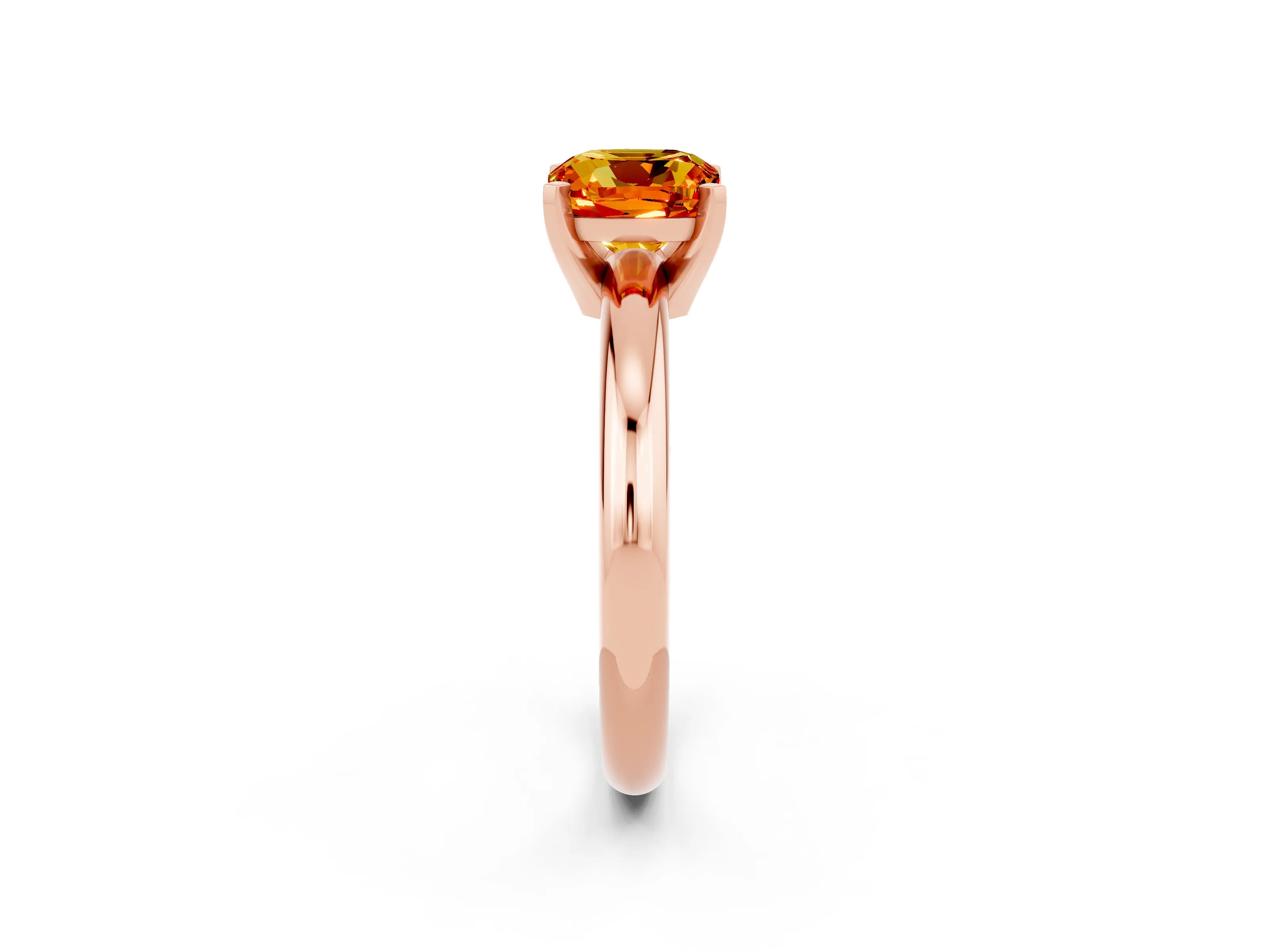 Rose gold Cushion Cut Citrine Solitaire Engagement Ring with Round Band and Four-Prong Setting_2