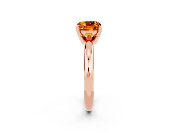 Rose gold Cushion Cut Citrine Solitaire Engagement Ring with Round Band and Four-Prong Setting