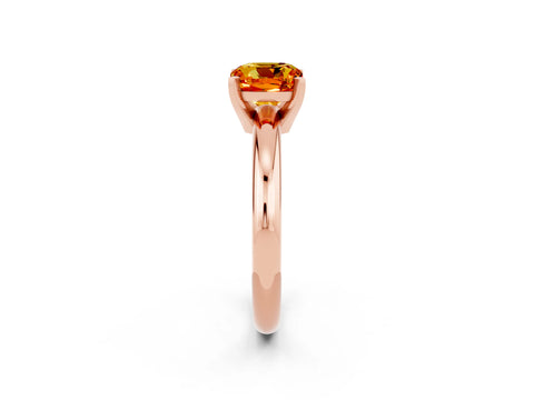 Rose gold Cushion Cut Citrine Solitaire Engagement Ring with Round Band and Four-Prong Setting_2