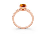 Rose gold Cushion Cut Citrine Solitaire Engagement Ring with Round Band and Four-Prong Setting_3