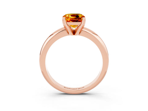 Rose gold Cushion Cut Citrine Solitaire Engagement Ring with Round Band and Four-Prong Setting_3