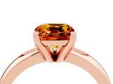 Rose gold Cushion Cut Citrine Solitaire Engagement Ring with Round Band and Four-Prong Setting_4