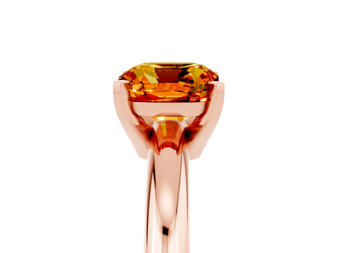 Rose gold Cushion Cut Citrine Solitaire Engagement Ring with Round Band and Four-Prong Setting_5