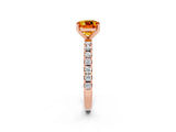 Rose gold Cushion Cut Citrine Solitaire Pavé Band with Four-Prong Setting_2