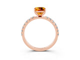 Rose gold Cushion Cut Citrine Solitaire Pavé Band with Four-Prong Setting_3