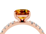 Rose gold Cushion Cut Citrine Solitaire Pavé Band with Four-Prong Setting_4