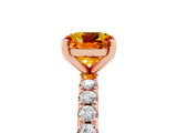 Rose gold Cushion Cut Citrine Solitaire Pavé Band with Four-Prong Setting_5