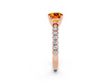 Rose gold Cushion Cut Citrine Solitaire Pavé Engagement Ring with Round Band and Prong Setting_14