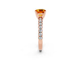 Rose gold Cushion Cut Citrine Solitaire Pavé Engagement Ring with Round Band and Prong Setting_86