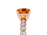 Rose gold Cushion Cut Citrine Solitaire Pavé Engagement Ring with Round Band and Prong Setting_89