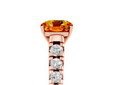 Rose gold Cushion Cut Citrine Solitaire Ring with Cathedral Setting and Pavé Band_5