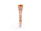 Rose gold Cushion Cut Citrine Solitaire Ring with Filigree Band and Four-Prong Setting_26