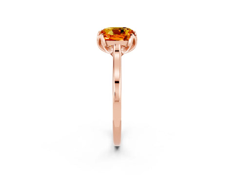 Rose gold Cushion Cut Citrine Solitaire Ring with Flower Prong Setting and Classic Band_14