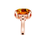 Rose gold Cushion Cut Citrine Solitaire Ring with Flower Prong Setting and Classic Band_17
