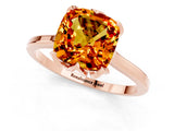 Rose gold Cushion Cut Citrine Solitaire Ring with Flower Prong Setting and Classic Band_37