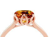Rose gold Cushion Cut Citrine Solitaire Ring with Flower Prong Setting and Classic Band_40