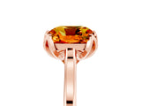 Rose gold Cushion Cut Citrine Solitaire Ring with Flower Prong Setting and Classic Band_41
