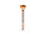 Rose gold Cushion Cut Citrine Solitaire Ring with Pavé Accents and Four-Prong Setting_2