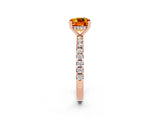 Rose gold Cushion Cut Citrine Solitaire Ring with Pavé Band and Four-Prong Setting_26