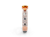 Rose gold Cushion Cut Citrine Solitaire Ring with Pavé and Channel Set Band_2