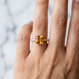 Rose gold Cushion Cut Citrine Solitaire Ring with Round  Pavé Band and Four-Prong Setting_42