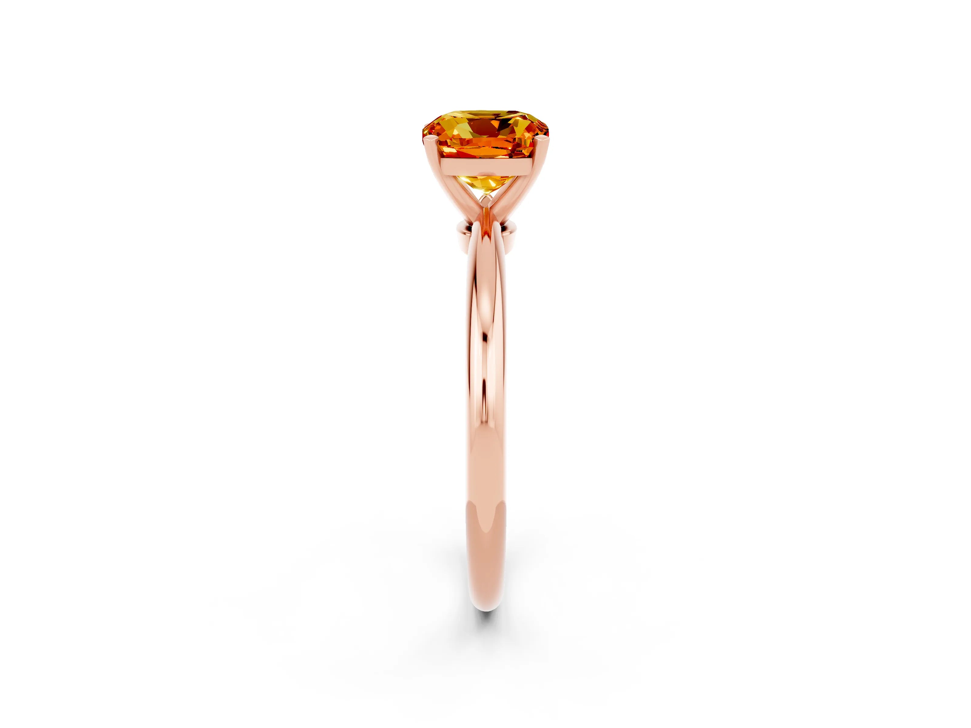 Rose gold Cushion Cut Citrine Solitaire Ring with Six-Prong Setting and Classic Band_2