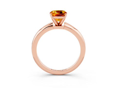 Rose gold Cushion Cut Citrine Solitaire Ring with Six-Prong Setting and Classic Band_3