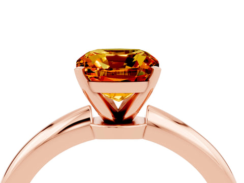 Rose gold Cushion Cut Citrine Solitaire Ring with Six-Prong Setting and Classic Band_4
