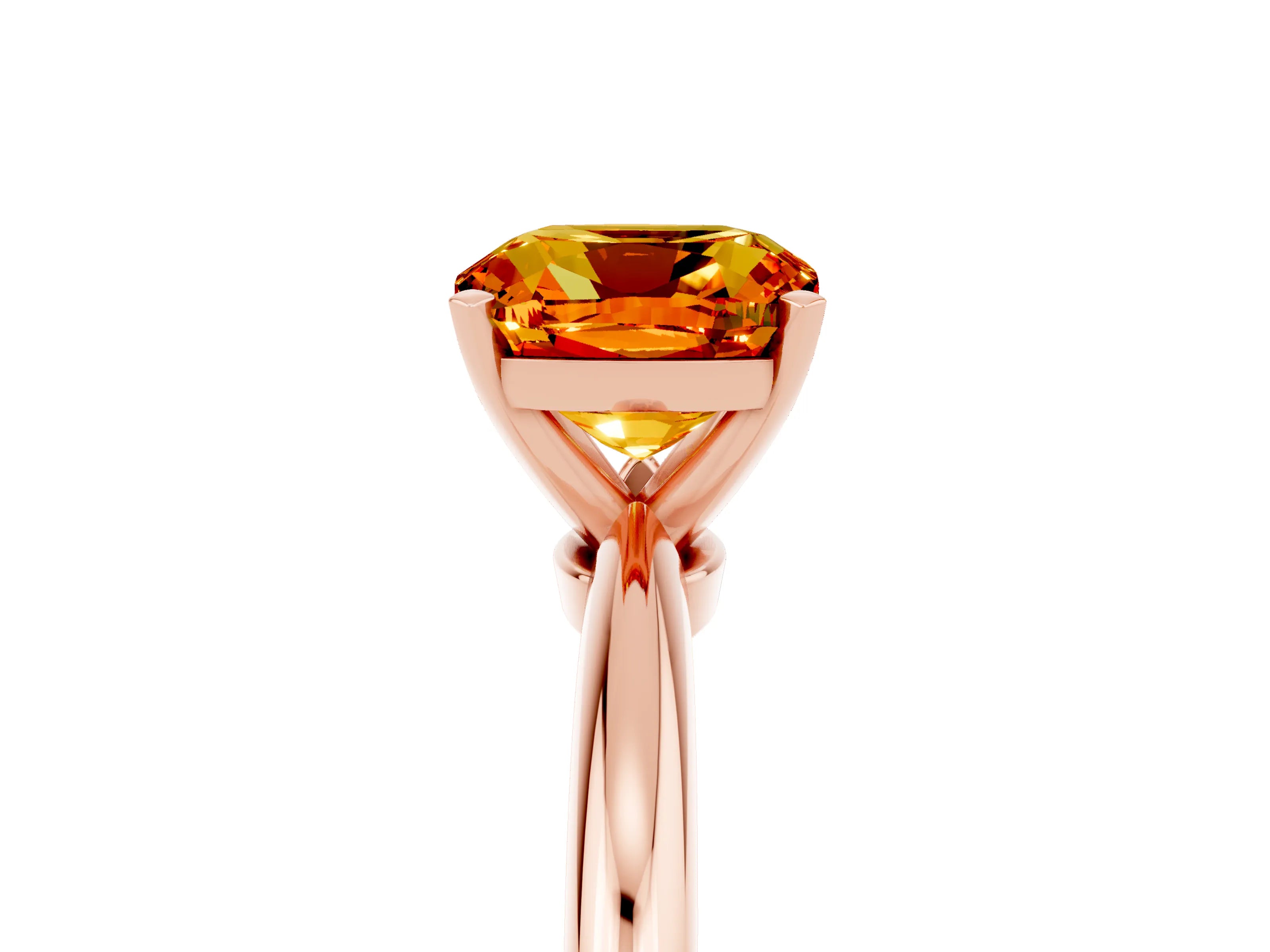 Rose gold Cushion Cut Citrine Solitaire Ring with Six-Prong Setting and Classic Band_5