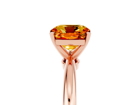 Rose gold Cushion Cut Citrine Solitaire Ring with Six-Prong Setting and Classic Band_5