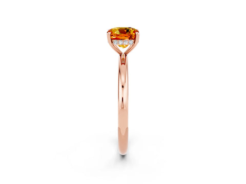 Rose gold Cushion Cut Citrine Solitaire Ring with Thin Band and Four-Prong Setting_2