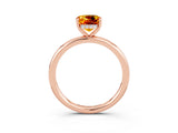 Rose gold Cushion Cut Citrine Solitaire Ring with Thin Band and Four-Prong Setting_3